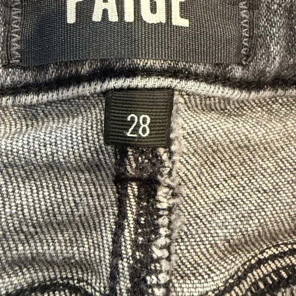 PAIGE Cindy High Rise Straight Leg Raw Hem Jeans Ash Black Gray 28 - Picture 4 of 12